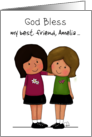 Customizable Happy Birthday Best Friend Two Girls Arm in Arm Lt Skin card