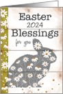Customizable Happy Easter 2024 Bunny Silhouette with Daisies card