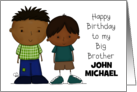 Happy Birthday Big Brother John Michael Two Boys with Brown Hair card
