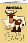 Customizable Name Happy Birthday Vanessa Howdy from Texas Longhorn card
