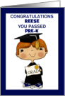 Customized Congratulations Reese Little Pre K Graduate Boy Red Hair card