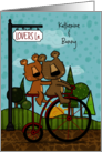 Happy Anniversary Customized Names Bear Couple on Bike Ride card