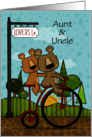 Happy Anniversary Aunt and Uncle Customized Bear Couple on Bike Ride card