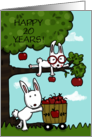 Customized Happy 20th Anniversary Bunnies Picking Apples card