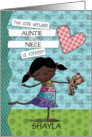 Customized Happy Birthday Niece Shayla Dark Skin Girl with Word Dress card