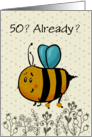 Customizable Age Happy 50th Birthday Pollinating Bee Humor card