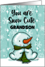 Grandson Customizable Merry Christmas Snow Cute Snowboy card