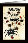 FALLow Your Heart Encouragement Spider Decorate Web with Autumn Leaves card
