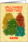 Customizable Halloween Greetings for Gavin Colorful Monster Sketching card