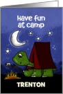Customizable Have Fun at Camp Trenton Turtle in Tent card