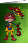 5th Birthday for Owen Superhero Comic Style card