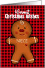 Customized Merry Christmas Niece Love You This Much Gingerbread card
