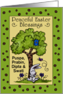 Customizable Name Happy Easter Blessings Bunny Resting under a Tree card