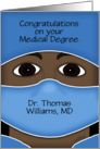 Personalized Congratulations Medical Degree Dark Skin Male with Mask card