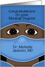 Personalized Congratulations Medical Degree Dark Skin Female with Mask card