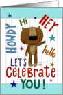 Happy Birthday Let’s Celebrate You Bear Waving Hello card