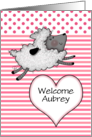 Congratulations Baby Girl Welcome Aubrey Lamb and Heart card