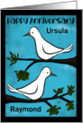 Customizable Happy Anniversary Ursula Raymond Two Doves in a Tree card