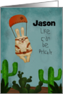 Customizable Encouragement for Jason Parachuting Bunny and Cactus card