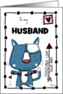 Customizable Happy Anniversary for Husband Cat Sending Love Your Way card