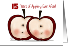 Customizable Happy 15th Anniversary Apple Couple Apple-y Ever After card