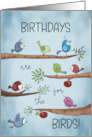 Happy Birthday For the Birds Colorful Birds in Apple Tree card