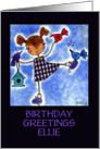 Girl and Birds Customizable Name Birthday Greetings for Ellie card