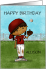 Baseball Girl Outfield Customizable Name and Age 7th Birthday Allison card