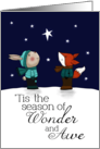 Season of Wonder and Awe Rabbit and Fox See Star Merry Christmas card