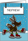 Customizable Ice Skating Deer Merry Christmas for Nephew card