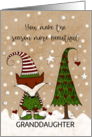 Customizable Fox Elf Decorates Tree Merry Christmas for Granddaughter card