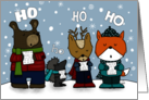 Woodland Animal Caroling Hoping for a Merry Christmas card