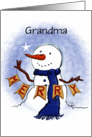 Snowman with Merry Banner Customizable Merry Christmas for Grandma card