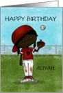 Baseball Girl Outfield Customizable Name and Age 9th Birthday Aliyah card
