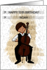 Young Cello Player Customizable Happy 11th Birthday Noah card