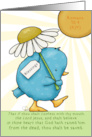 Blue Bird with Daisy Happy Easter Blessings Romans 10:9 Scripture card