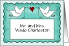 Two Doves with Sign Congratulations Wedding Customizable Names card