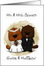 Beaver Bride and Groom Customizable Name Congratulations Marriage card
