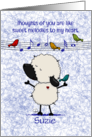 Sheep and Birds Melodies to My Heart Customizable Happy Birthday Suzie card