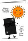 Solar Panel and Sun Characters Happy Birthday to Solar Rep Customized card