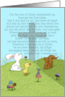 Animals Gather Around Cross and Scripture Happy Easter Resurrection card