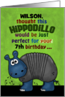 Customizable Happy 7th Birthday Hippodillo Humorous Imaginary Animal card