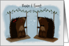 Hedgehog Couple Tree Swing Happy Anniversary Rosalie and Ernest card