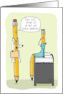Pencil Cartoon Bite Marks Good Luck on Exam Humor card