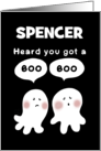 Get Well Heard About Boo Boo Two Cute Ghosts Personalized Name card