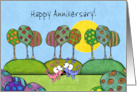Happy Anniversary Whimsical Dogs and Trees card