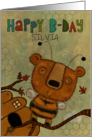 Customizable Happy Birthday Silvia Bee Bear in Tree card