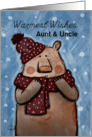 Customizable Merry Christmas Warmest Wishes Polar Bear Aunt and Uncle card