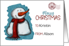Customizable Merry Christmas Snowman Special Delivery card