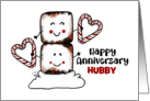 Customizable Happy Anniversary Husband Marshmallows Candy Cane Hearts card